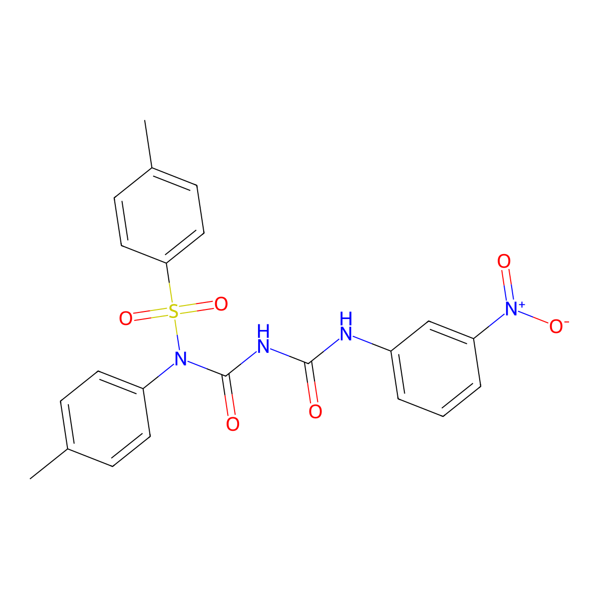 4-methyl-N-(((3-nitrophenyl)carbamoyl)carbamoyl)-N-(p-tolyl)benzenesulfonamide molecular structure, CAS 391220-07-8