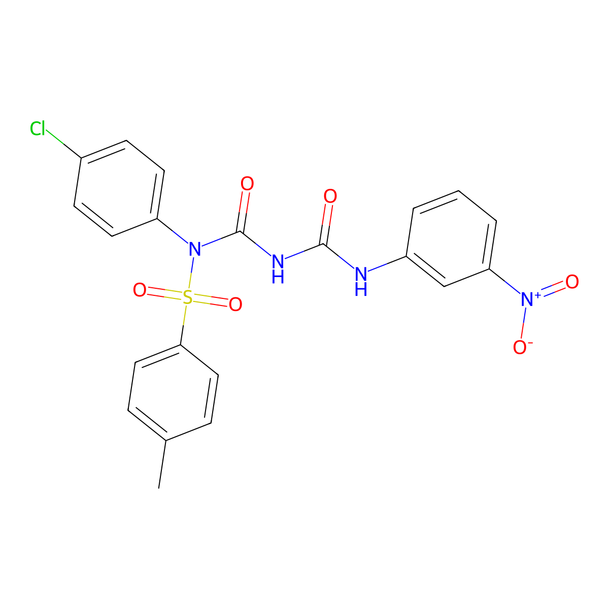 1-(4-Chlorophenyl)-1-(4-methylphenyl)sulfonyl-3-[(3-nitrophenyl)carbamoyl]urea molecular structure, CAS 391220-10-3