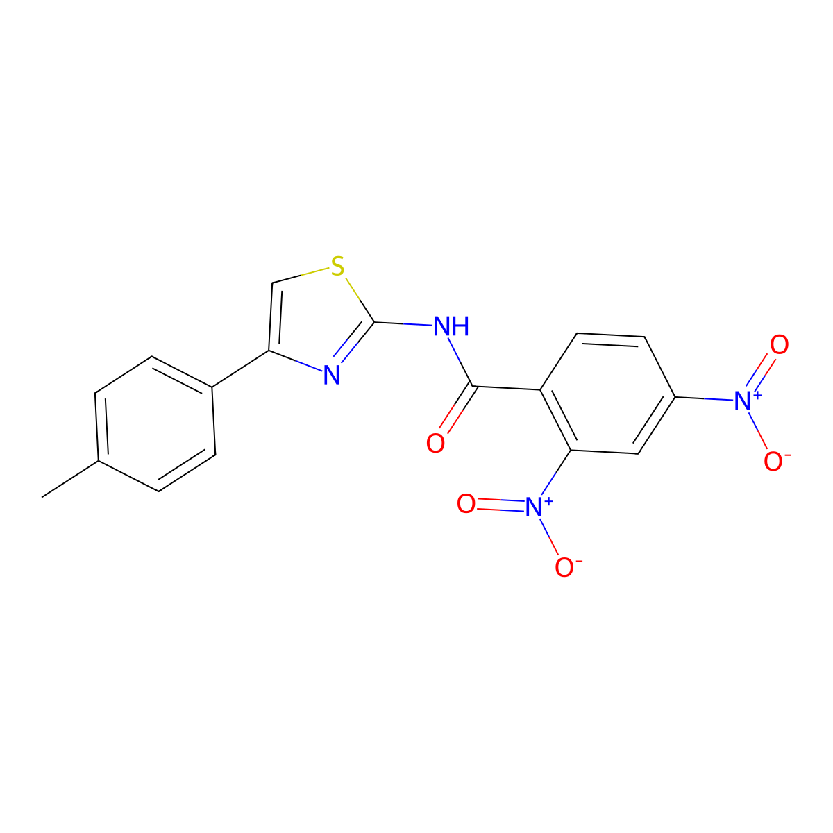 N-[4-(4-methylphenyl)-1,3-thiazol-2-yl]-2,4-dinitrobenzamide molecular structure, CAS 391220-50-1