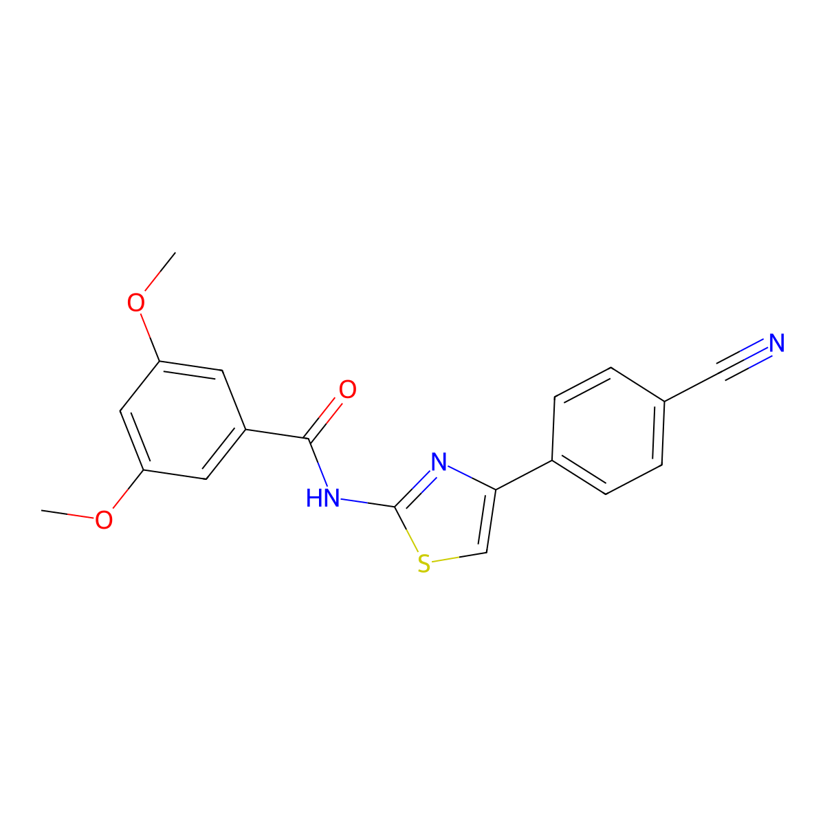 N-[4-(4-cyanophenyl)-1,3-thiazol-2-yl]-3,5-dimethoxybenzamide molecular structure, CAS 391220-51-2