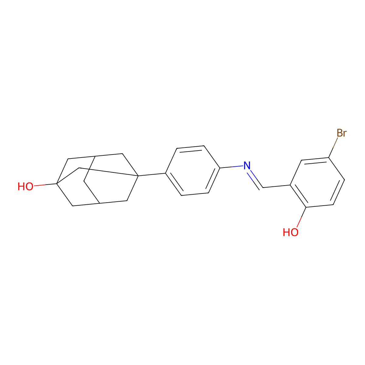 (1s,3r,5R,7S)-3-(4-((E)-(5-bromo-2-hydroxybenzylidene)amino)phenyl)adamantan-1-ol molecular structure, CAS 391220-58-9