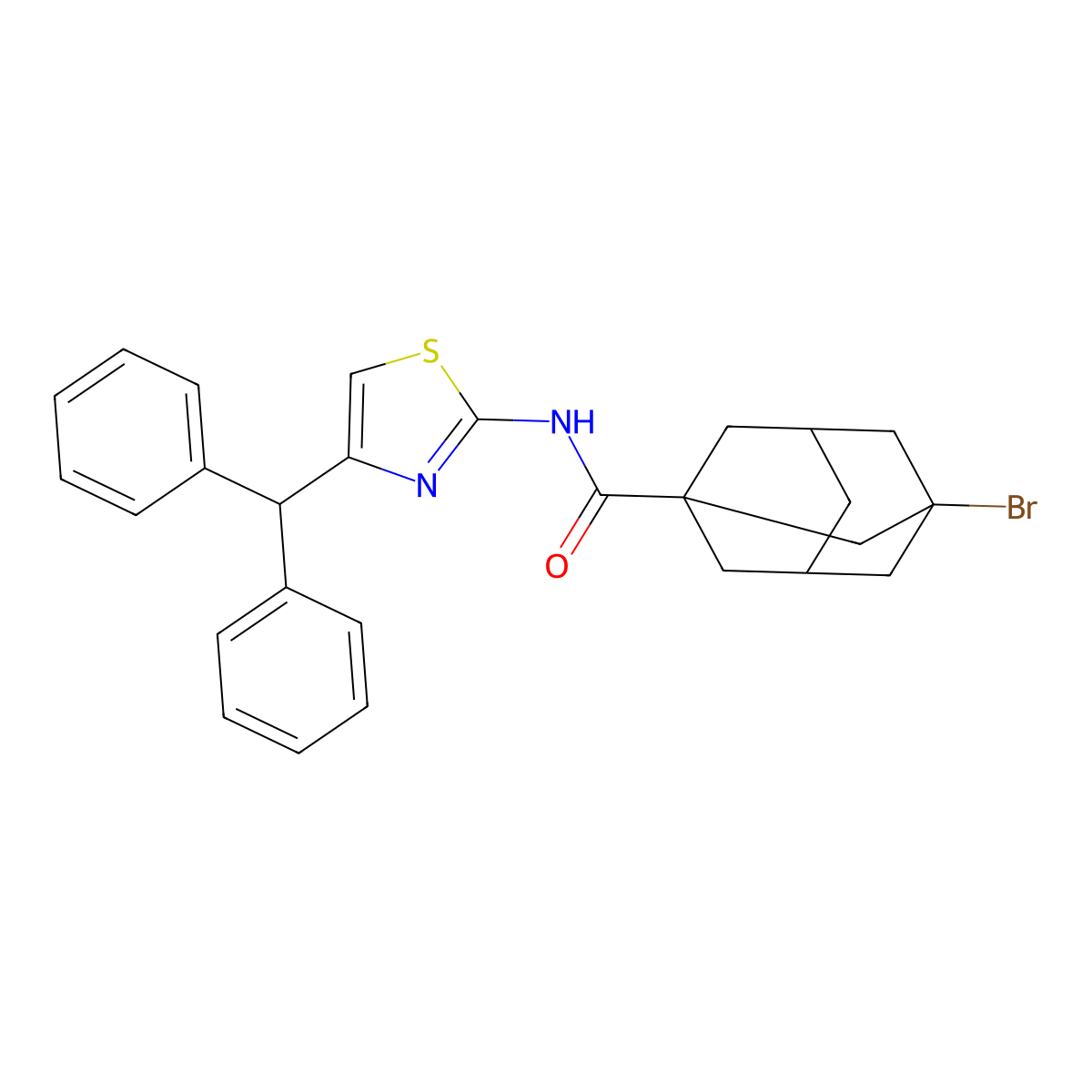 N-(4-benzhydryl-1,3-thiazol-2-yl)-3-bromoadamantane-1-carboxamide molecular structure, CAS 391220-61-4