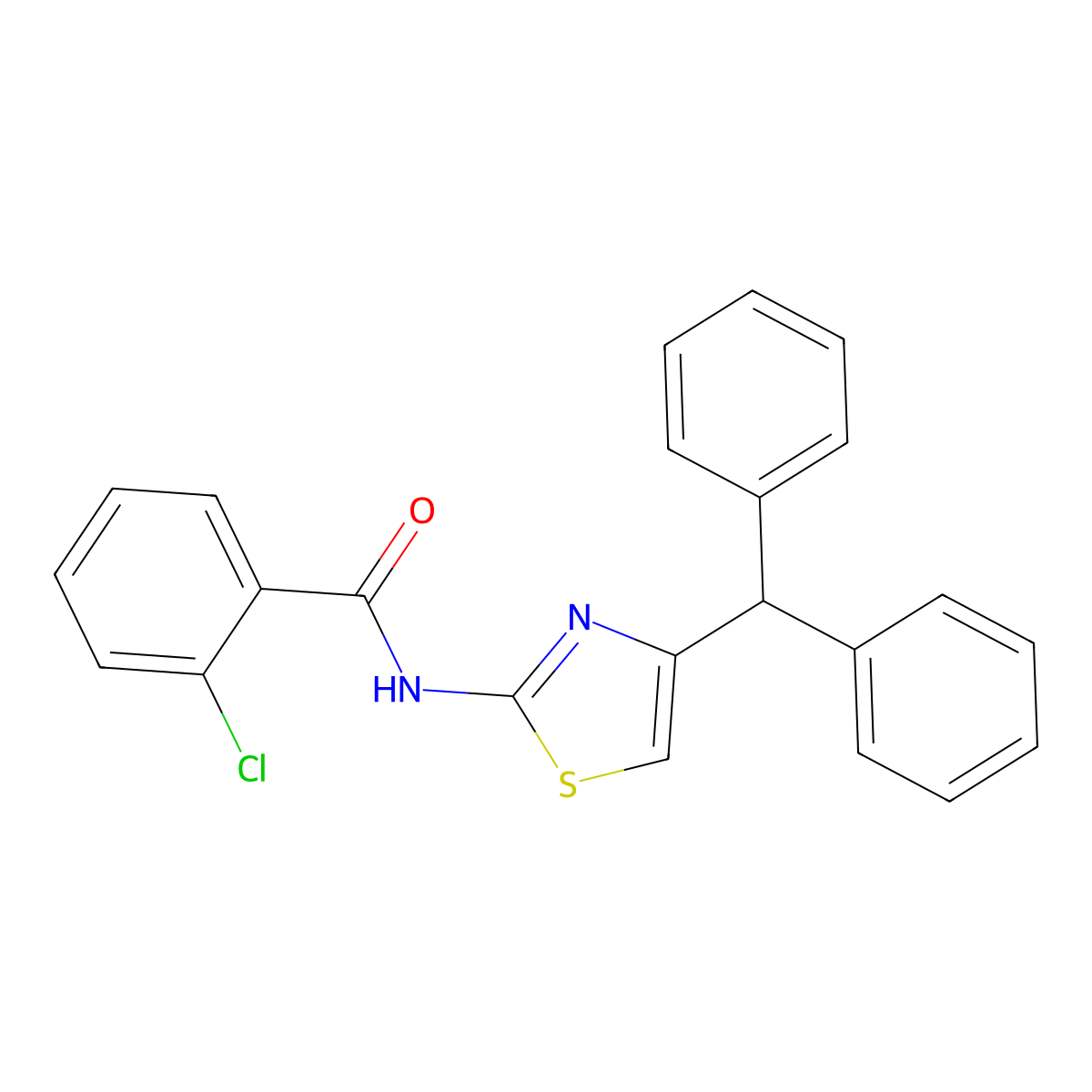 N-(4-benzhydrylthiazol-2-yl)-2-chlorobenzamide molecular structure, CAS 391220-62-5