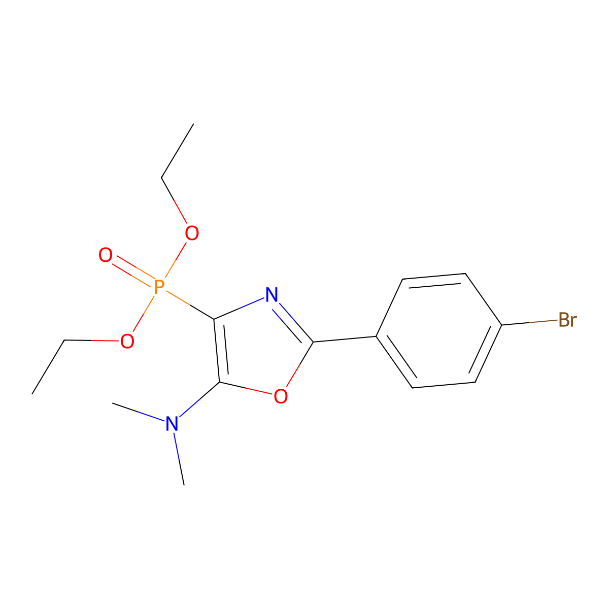 2-(4-bromophenyl)-4-diethoxyphosphoryl-N,N-dimethyl-1,3-oxazol-5-amine molecular structure, CAS 391220-88-5