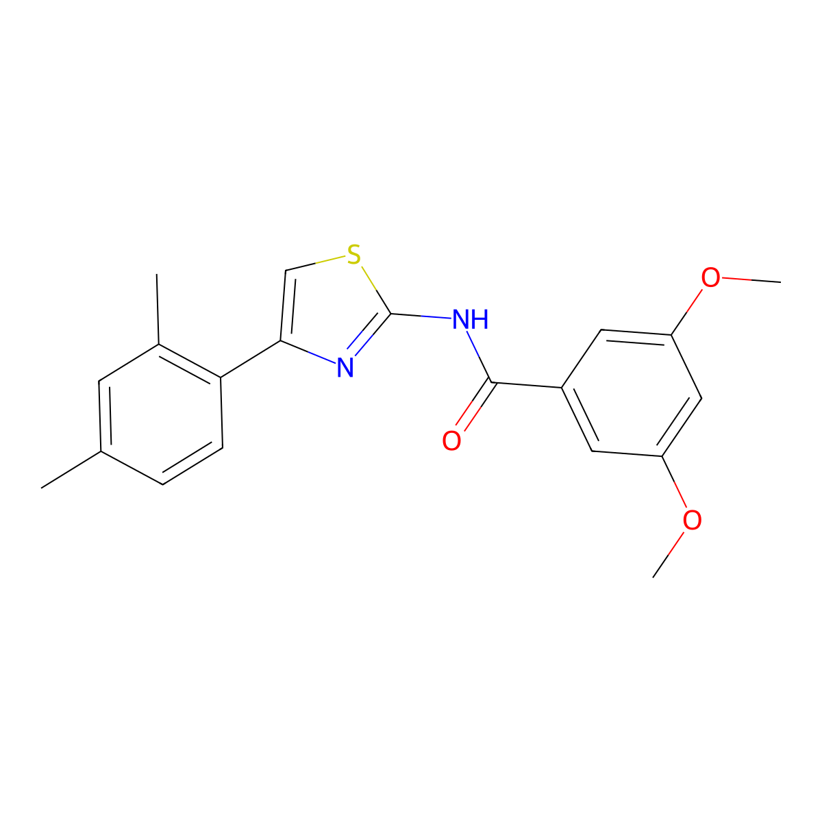 N-[4-(2,4-dimethylphenyl)-1,3-thiazol-2-yl]-3,5-dimethoxybenzamide molecular structure, CAS 391220-90-9