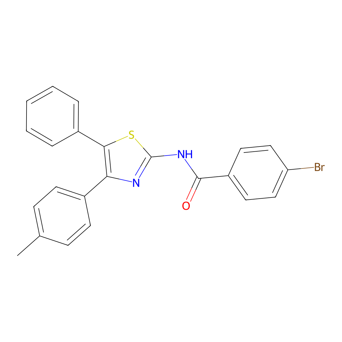 4-bromo-N-[4-(4-methylphenyl)-5-phenyl-1,3-thiazol-2-yl]benzamide molecular structure, CAS 391221-12-8
