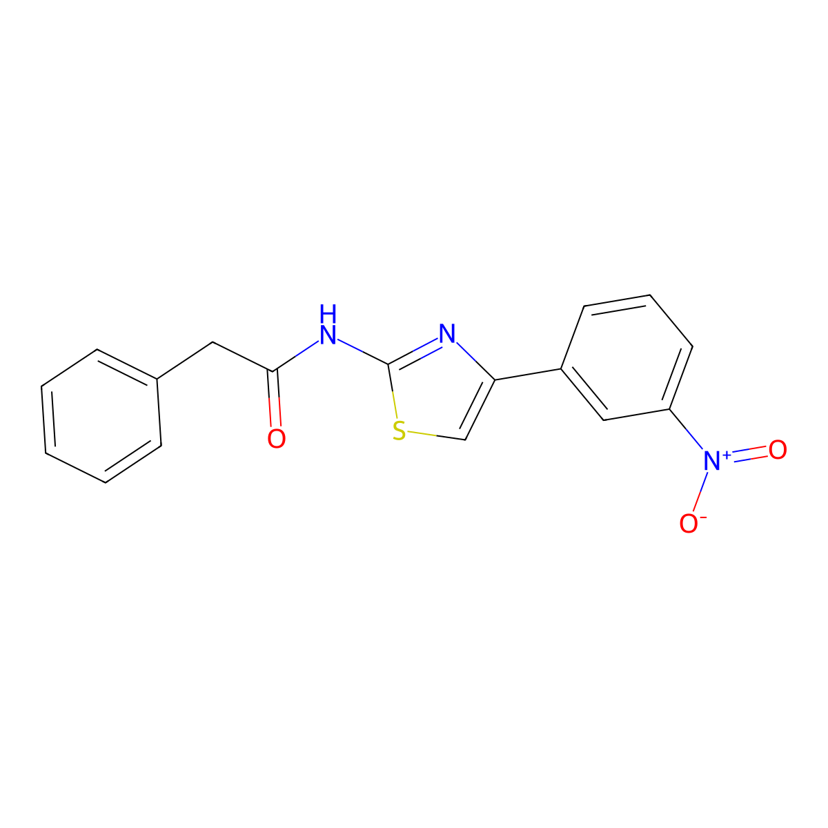 N-[4-(3-nitrophenyl)-1,3-thiazol-2-yl]-2-phenylacetamide molecular structure, CAS 391221-18-4