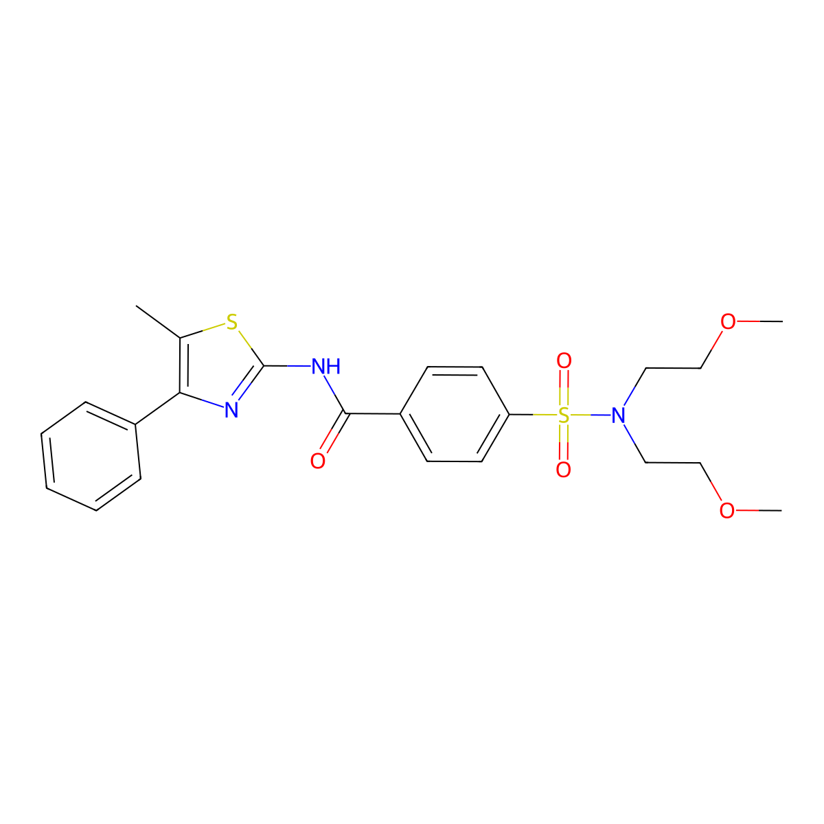 4-[bis(2-methoxyethyl)sulfamoyl]-N-(5-methyl-4-phenyl-1,3-thiazol-2-yl)benzamide molecular structure, CAS 391221-20-8