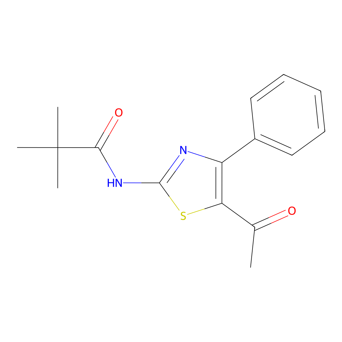 N-(5-acetyl-4-phenyl-1,3-thiazol-2-yl)-2,2-dimethylpropanamide molecular structure, CAS 391221-23-1