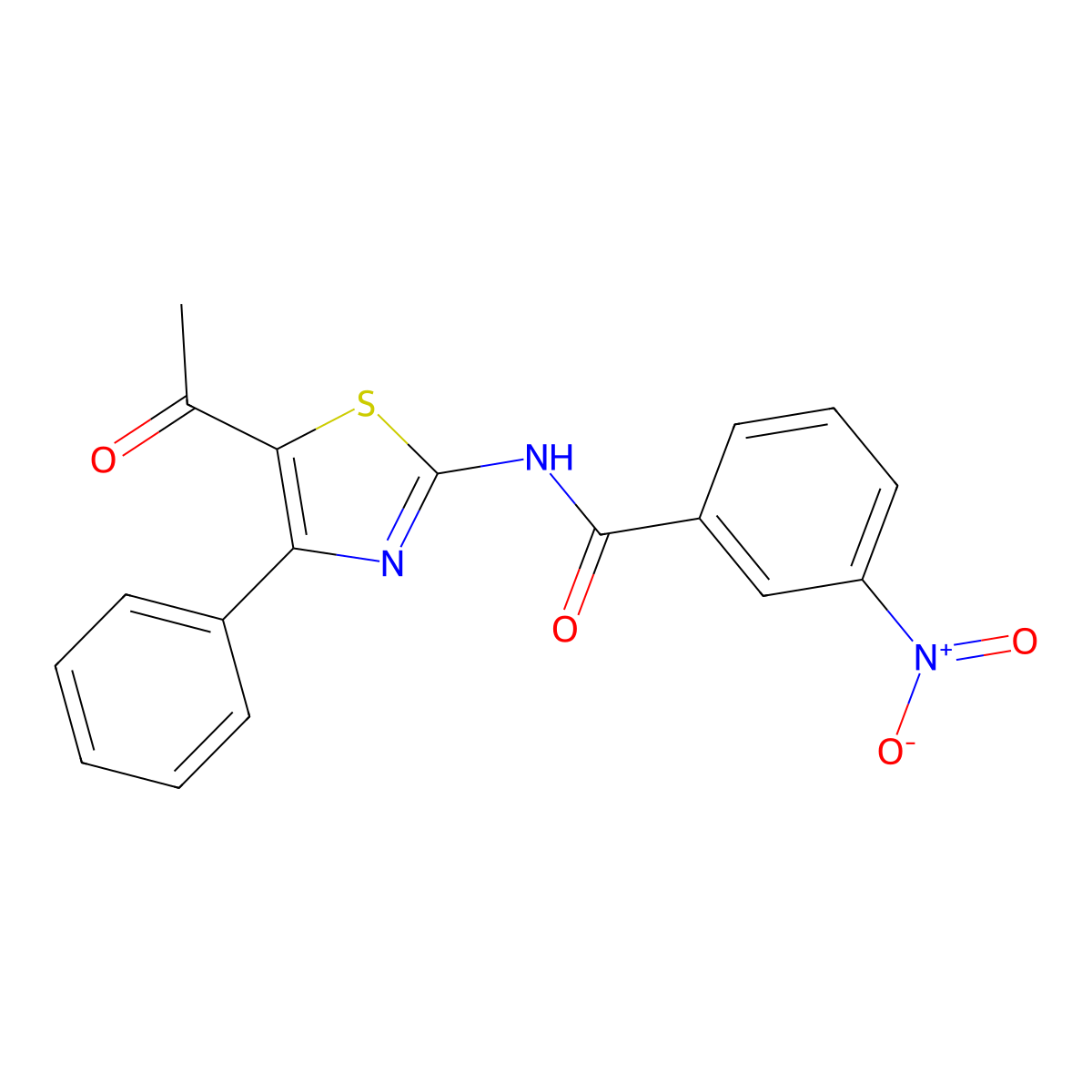 N-(5-acetyl-4-phenyl-1,3-thiazol-2-yl)-3-nitrobenzamide molecular structure, CAS 391221-26-4