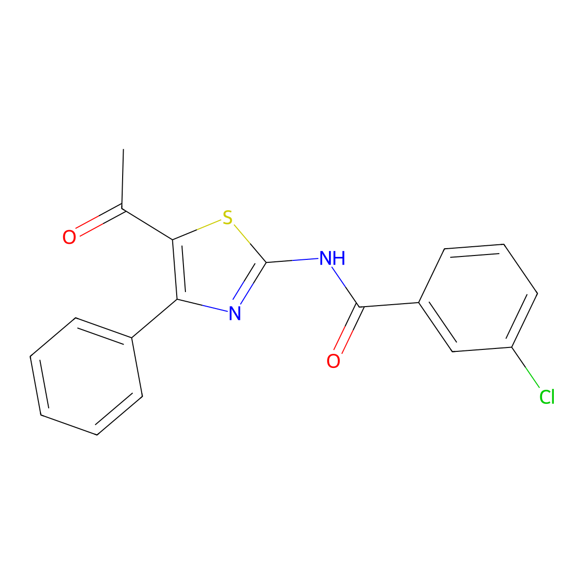 N-(5-acetyl-4-phenyl-1,3-thiazol-2-yl)-3-chlorobenzamide molecular structure, CAS 391221-27-5