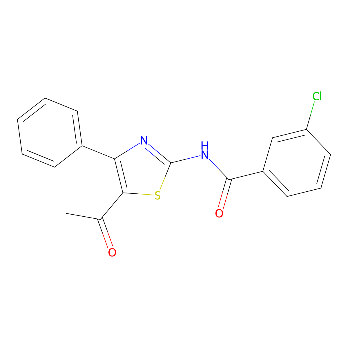 N-(5-acetyl-4-phenyl-1,3-thiazol-2-yl)-3-chlorobenzamide molecular structure, CAS 391221-27-5