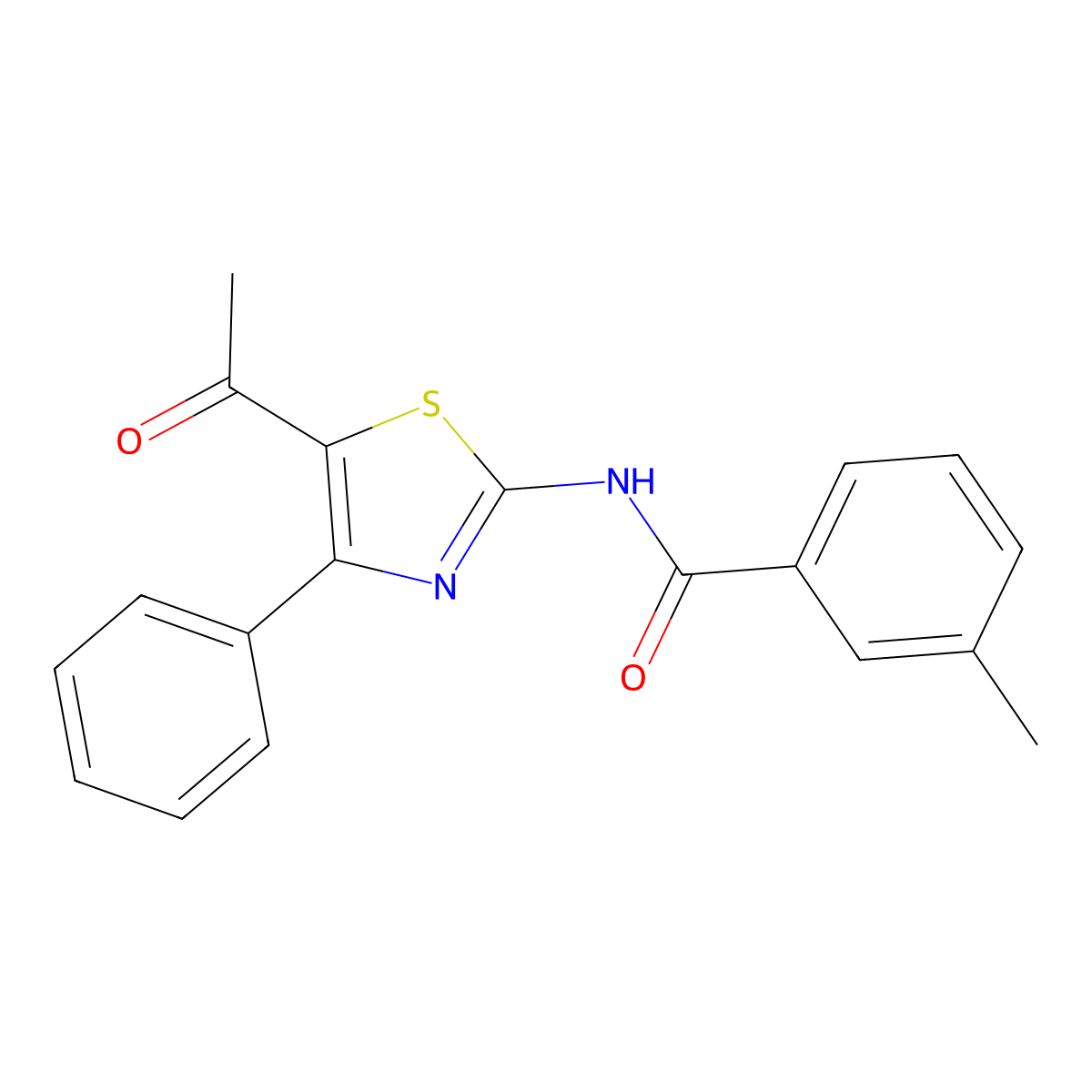 N-(5-acetyl-4-phenyl-1,3-thiazol-2-yl)-3-methylbenzamide molecular structure, CAS 391221-28-6