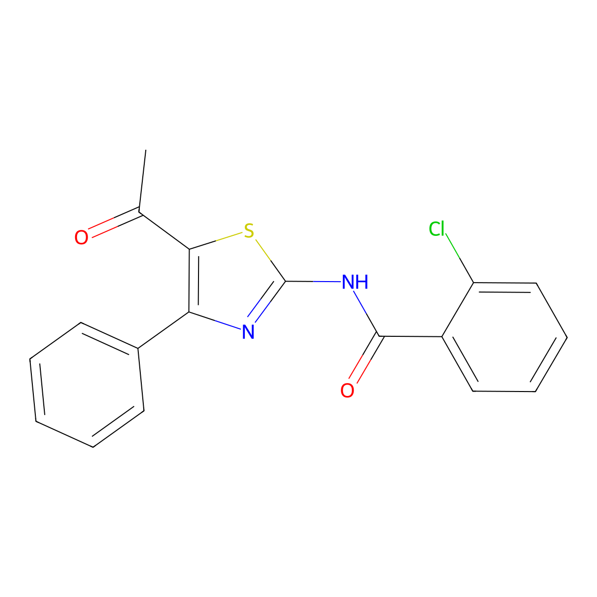 N-(5-acetyl-4-phenyl-1,3-thiazol-2-yl)-2-chlorobenzamide molecular structure, CAS 391221-29-7