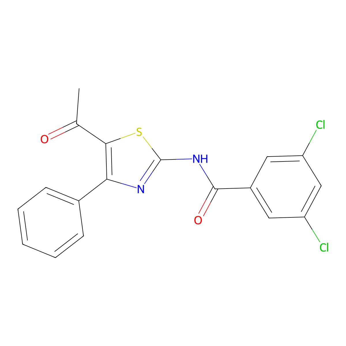 N-(5-acetyl-4-phenyl-1,3-thiazol-2-yl)-3,5-dichlorobenzamide molecular structure, CAS 391221-33-3
