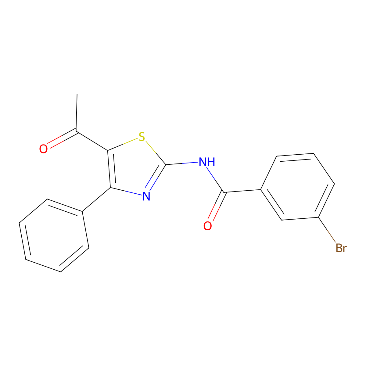 N-(5-acetyl-4-phenyl-1,3-thiazol-2-yl)-3-bromobenzamide molecular structure, CAS 391221-34-4