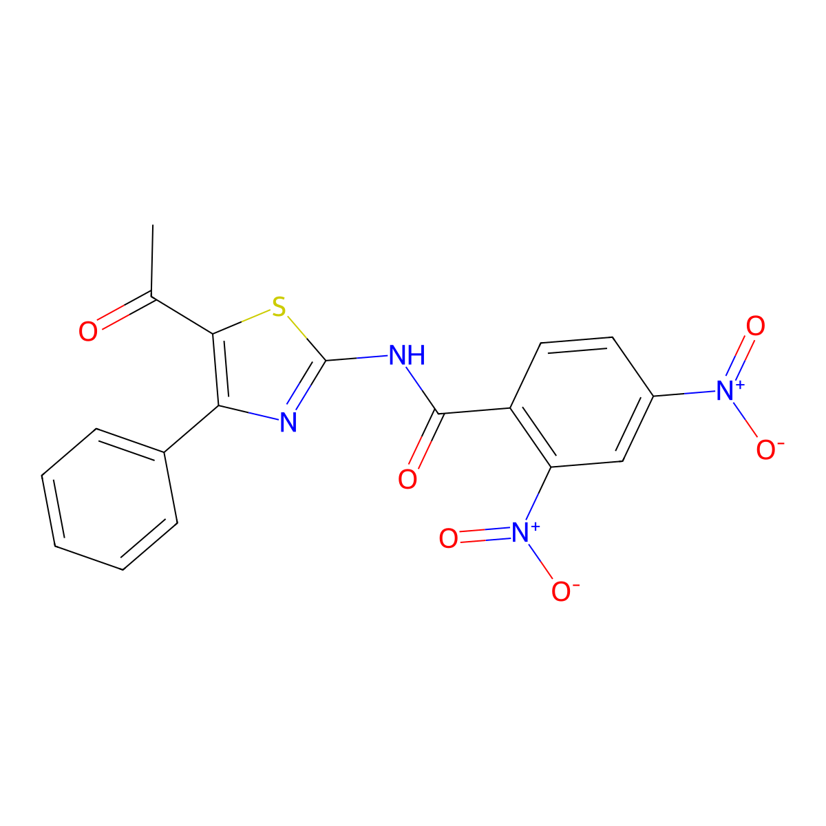 N-(5-acetyl-4-phenyl-1,3-thiazol-2-yl)-2,4-dinitrobenzamide molecular structure, CAS 391221-36-6