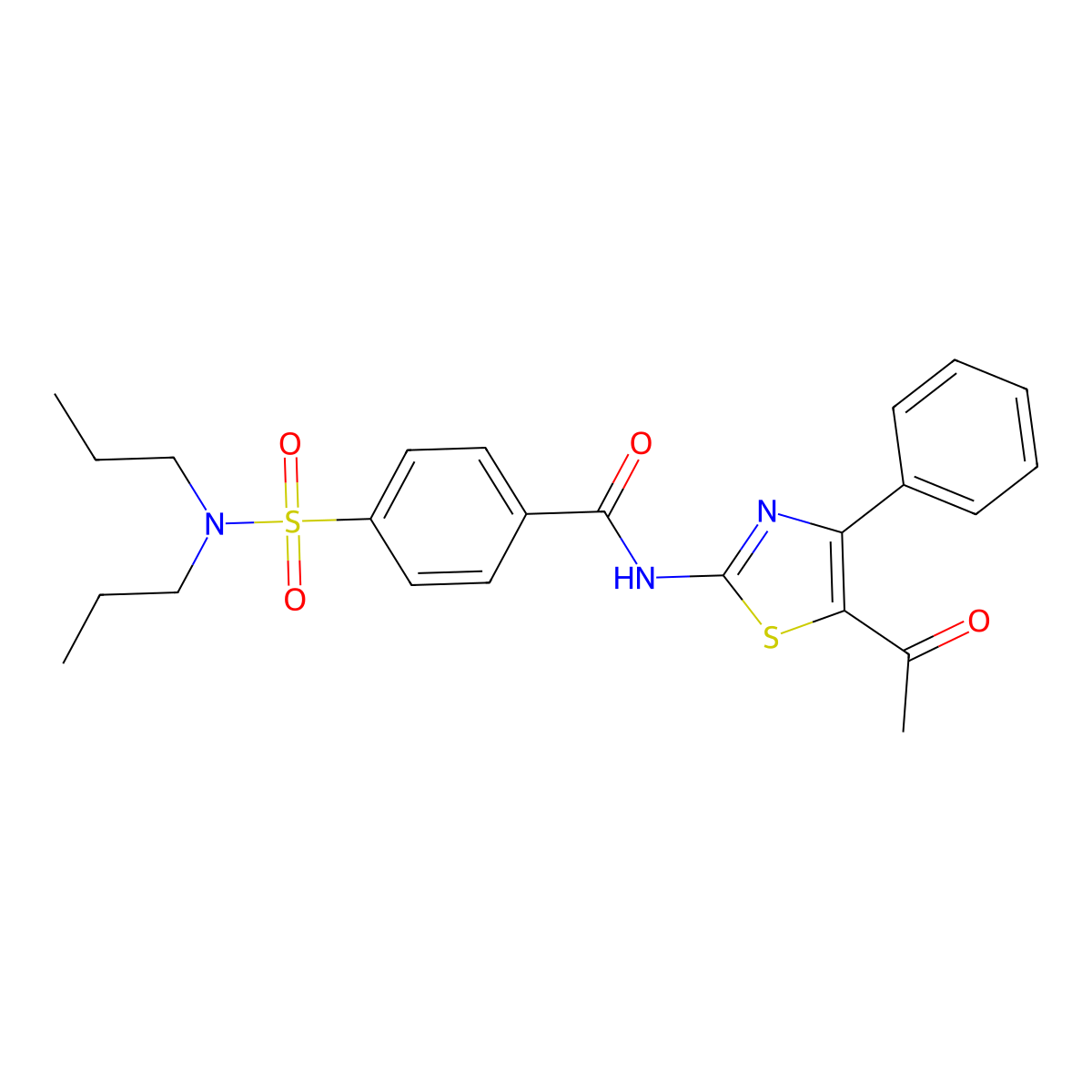 N-(5-acetyl-4-phenyl-1,3-thiazol-2-yl)-4-(dipropylsulfamoyl)benzamide molecular structure, CAS 391221-39-9