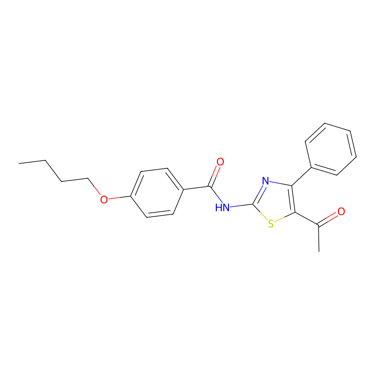 N-(5-acetyl-4-phenyl-1,3-thiazol-2-yl)-4-butoxybenzamide molecular structure, CAS 391221-40-2