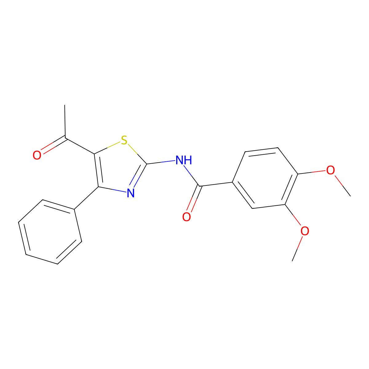 N-(5-acetyl-4-phenyl-1,3-thiazol-2-yl)-3,4-dimethoxybenzamide molecular structure, CAS 391221-42-4