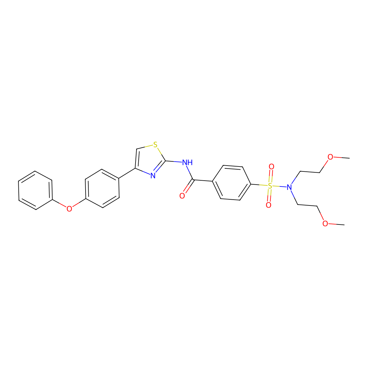 4-[bis(2-methoxyethyl)sulfamoyl]-N-[4-(4-phenoxyphenyl)-1,3-thiazol-2-yl]benzamide molecular structure, CAS 391221-52-6