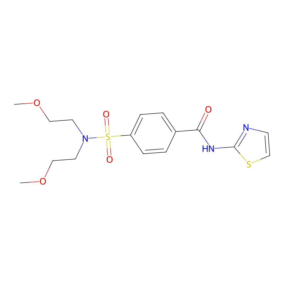 4-[bis(2-methoxyethyl)sulfamoyl]-N-(1,3-thiazol-2-yl)benzamide molecular structure, CAS 391221-53-7