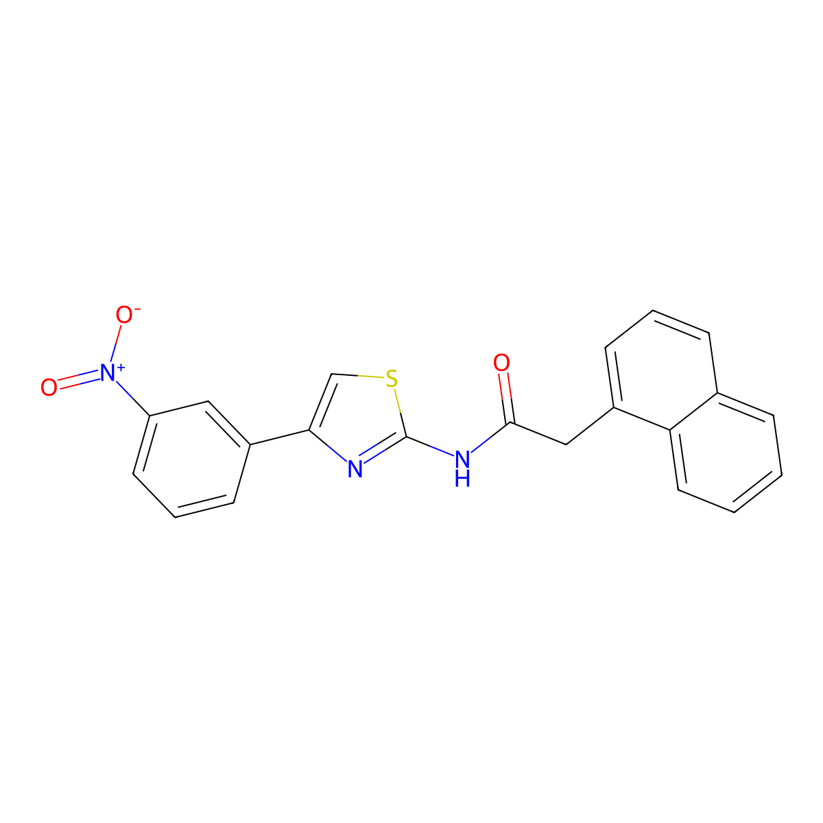 2-(naphthalen-1-yl)-N-(4-(3-nitrophenyl)thiazol-2-yl)acetamide molecular structure, CAS 391221-56-0