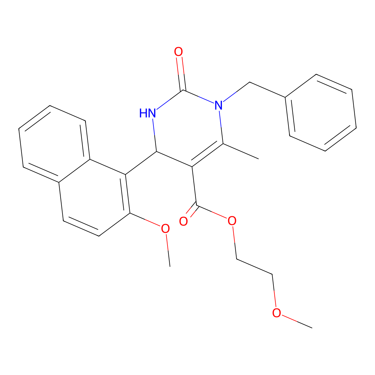 2-Methoxyethyl 1-benzyl-4-(2-methoxynaphthalen-1-yl)-6-methyl-2-oxo-1,2,3,4-tetrahydropyrimidine-5-carboxylate molecular structure, CAS 391221-96-8