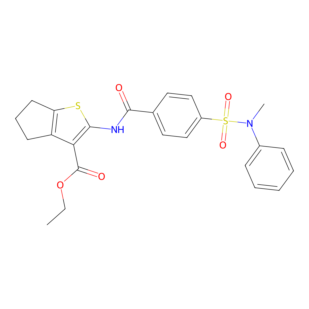 Ethyl 2-{4-[methyl(phenyl)sulfamoyl]benzamido}-4H,5H,6H-cyclopenta[B]thiophene-3-carboxylate molecular structure, CAS 391222-16-5