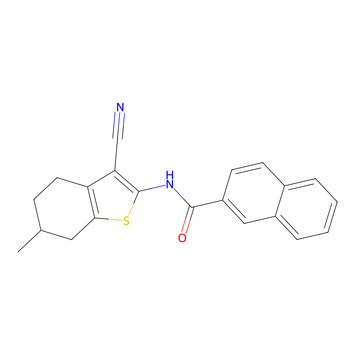 N-(3-cyano-6-methyl-4,5,6,7-tetrahydro-1-benzothiophen-2-yl)naphthalene-2-carboxamide molecular structure, CAS 391222-22-3