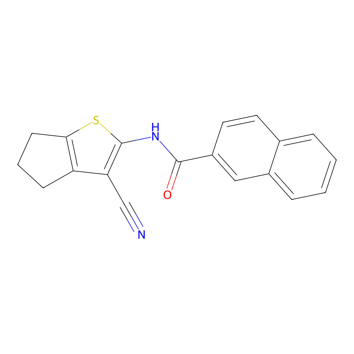 N-(3-cyano-5,6-dihydro-4H-cyclopenta[b]thiophen-2-yl)-2-naphthamide molecular structure, CAS 391222-23-4