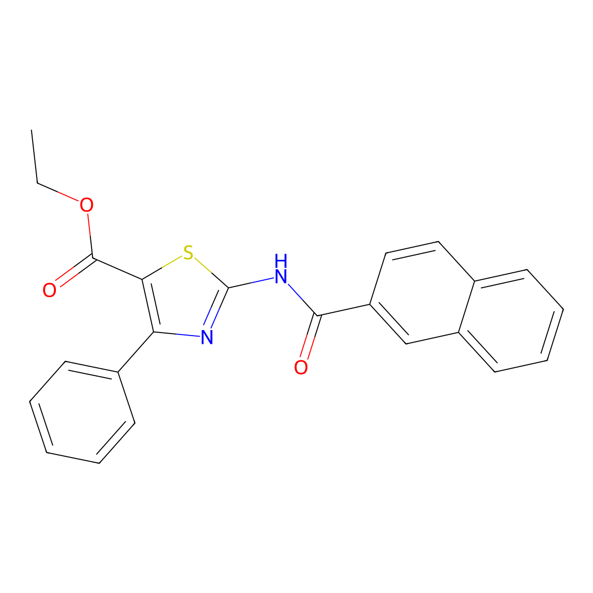 Ethyl 2-(naphthalene-2-carbonylamino)-4-phenyl-1,3-thiazole-5-carboxylate molecular structure, CAS 391222-30-3