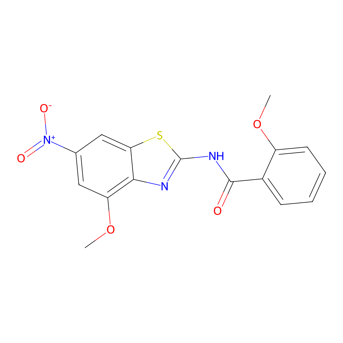 2-methoxy-N-(4-methoxy-6-nitro-1,3-benzothiazol-2-yl)benzamide molecular structure, CAS 391222-47-2