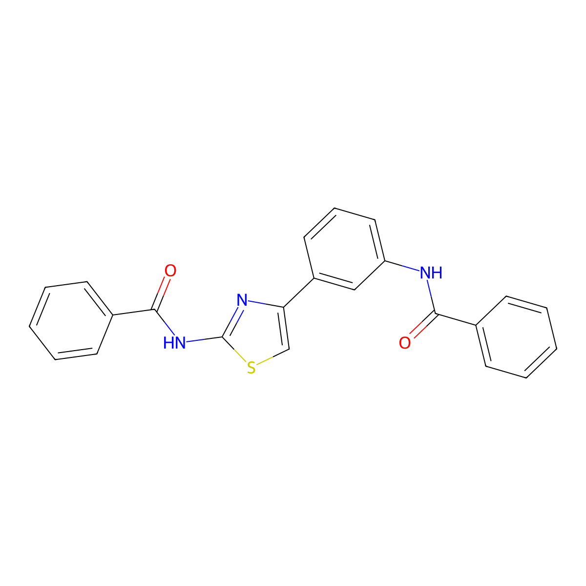 N-(4-(3-benzamidophenyl)thiazol-2-yl)benzamide molecular structure, CAS 391222-63-2