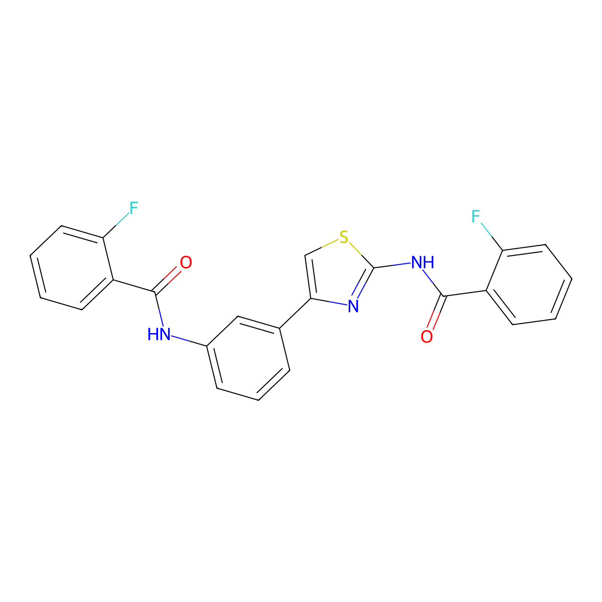 2-fluoro-N-[3-[2-[(2-fluorobenzoyl)amino]-1,3-thiazol-4-yl]phenyl]benzamide molecular structure, CAS 391222-73-4