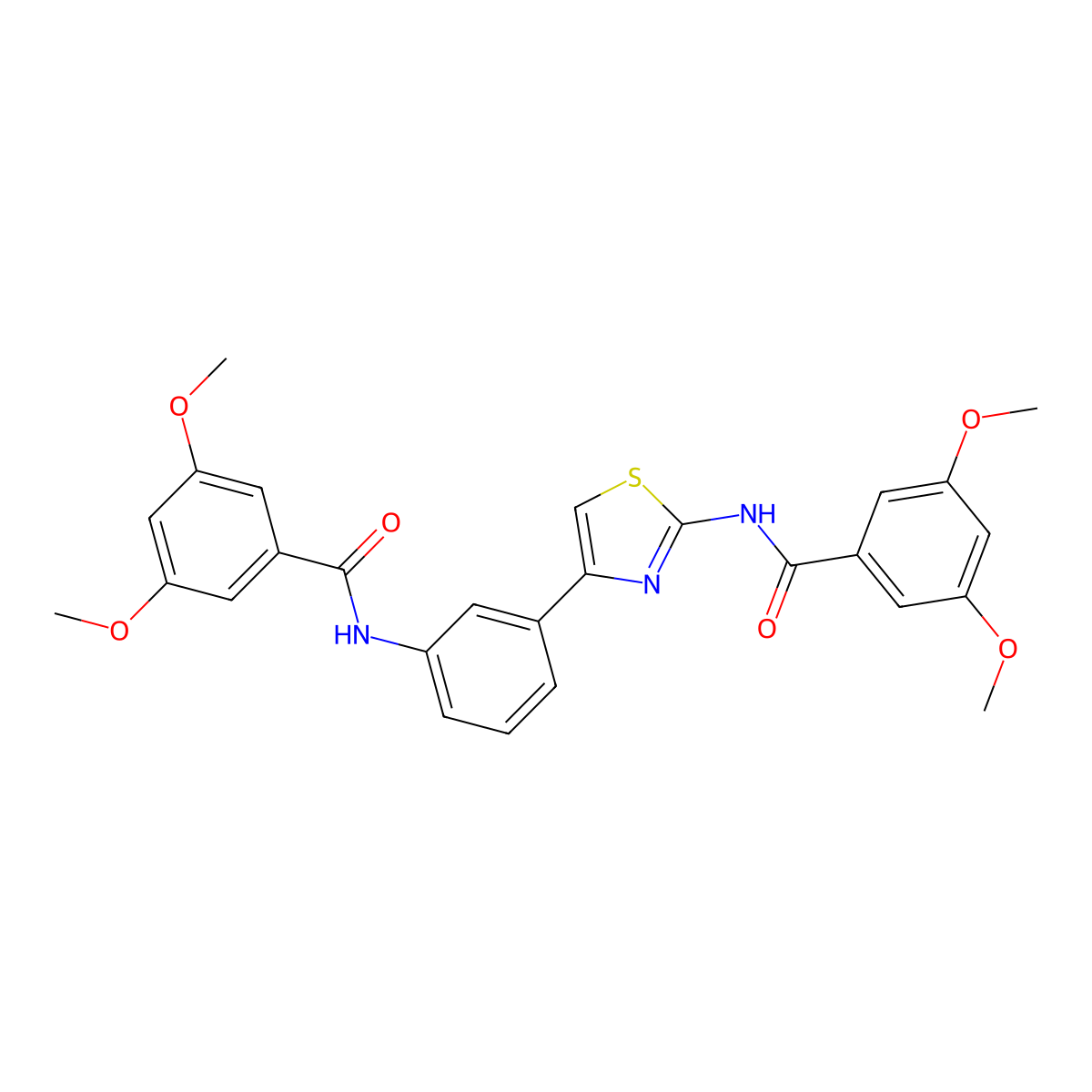 N-(4-(3-(3,5-dimethoxybenzamido)phenyl)thiazol-2-yl)-3,5-dimethoxybenzamide molecular structure, CAS 391222-77-8