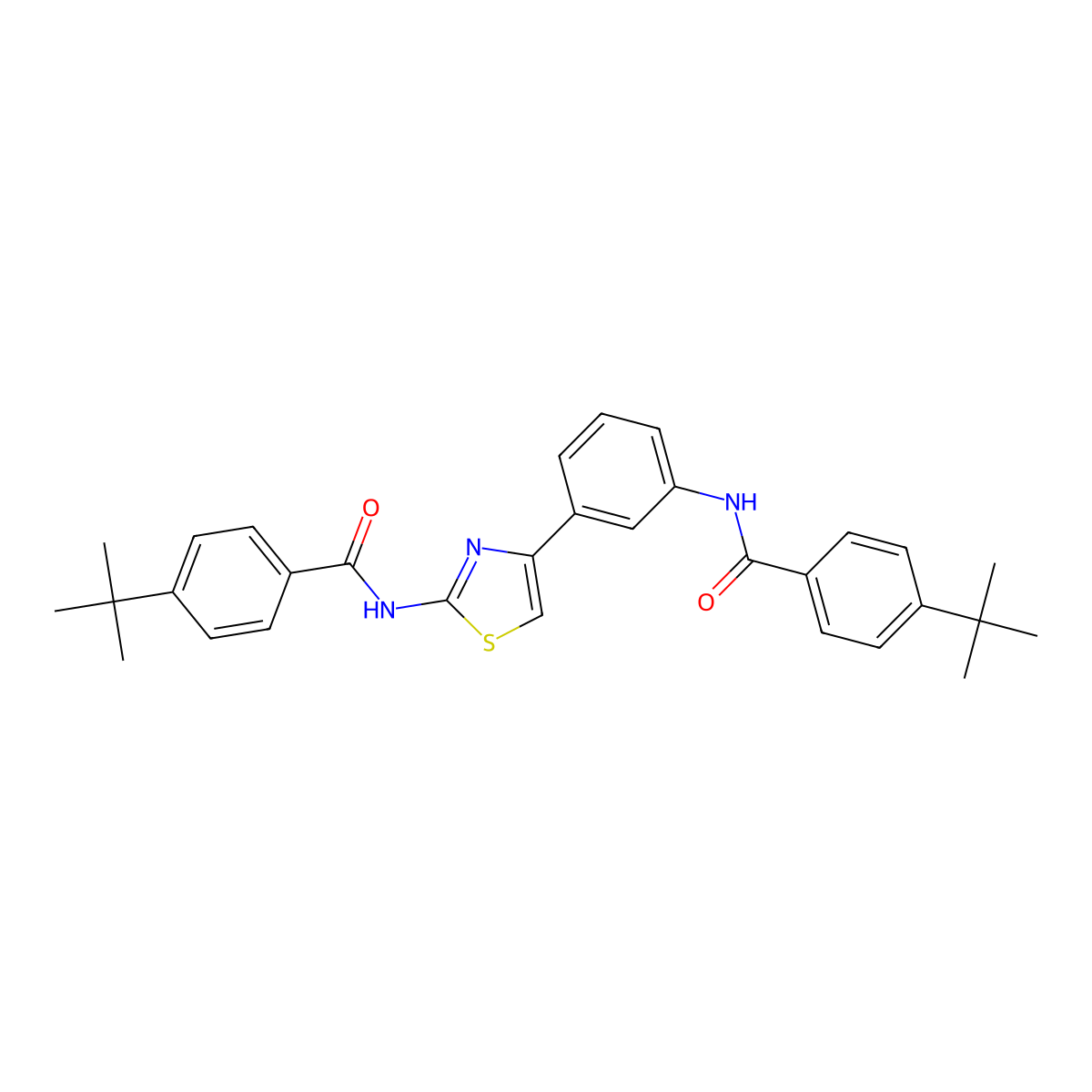 4-tert-butyl-N-[3-[2-[(4-tert-butylbenzoyl)amino]-1,3-thiazol-4-yl]phenyl]benzamide molecular structure, CAS 391222-79-0