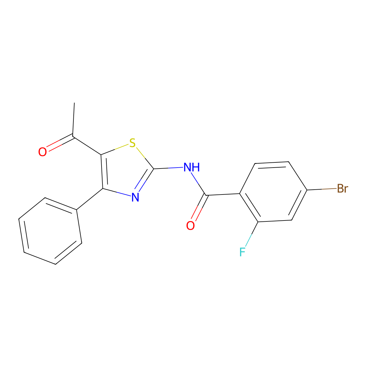 N-(5-acetyl-4-phenyl-1,3-thiazol-2-yl)-4-bromo-2-fluorobenzamide molecular structure, CAS 391222-91-6