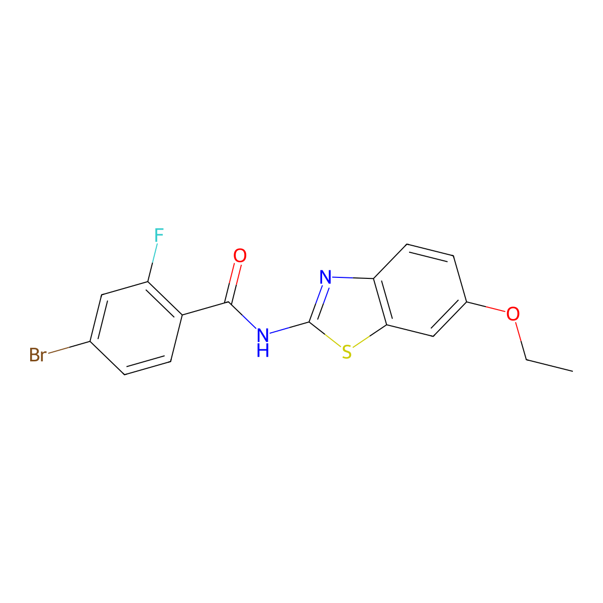 4-bromo-N-(6-ethoxy-1,3-benzothiazol-2-yl)-2-fluorobenzamide molecular structure, CAS 391222-93-8