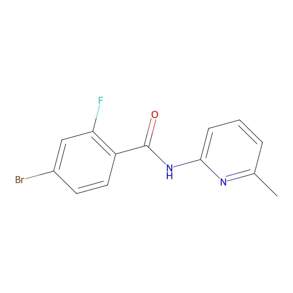 4-bromo-2-fluoro-N-(6-methylpyridin-2-yl)benzamide molecular structure, CAS 391223-01-1