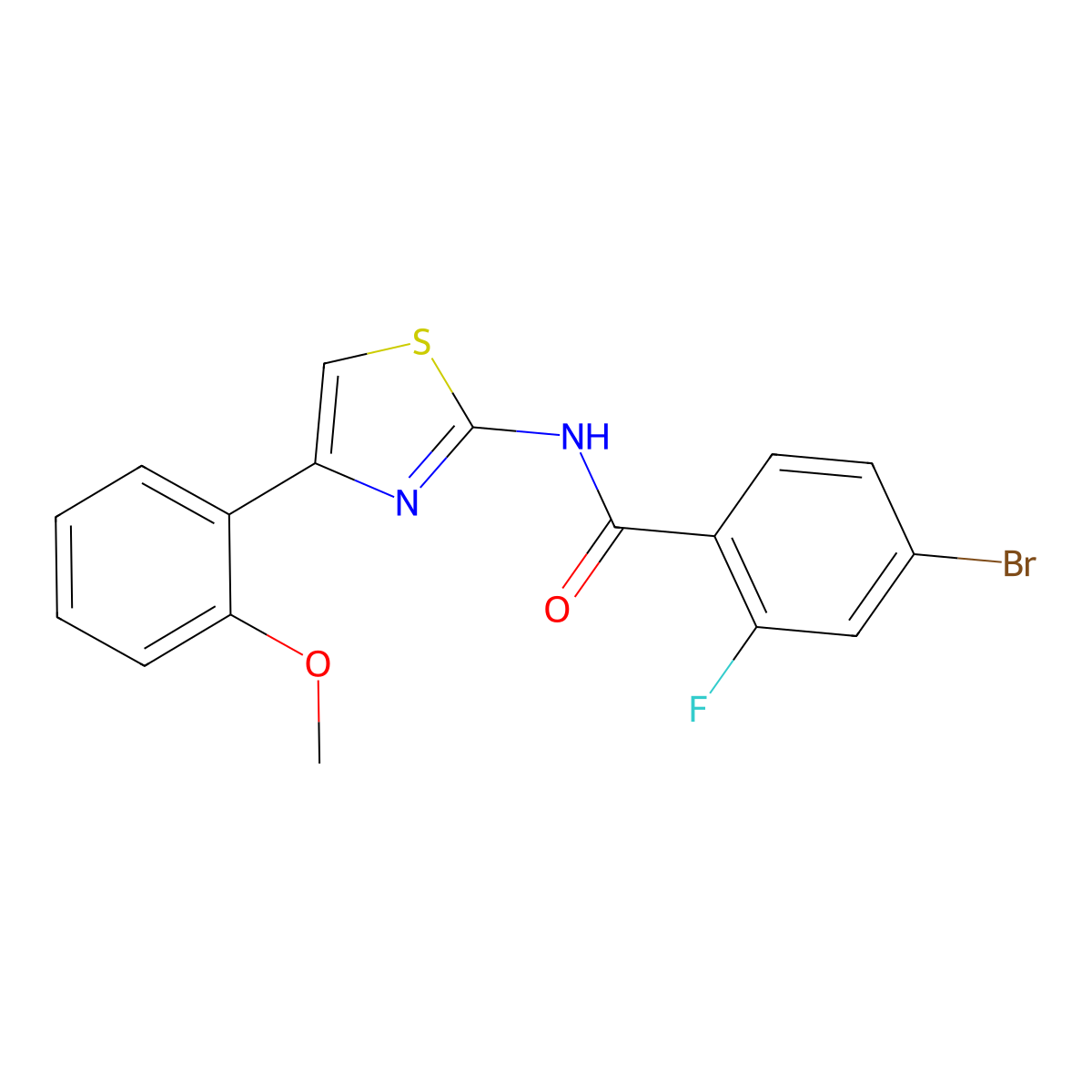 4-bromo-2-fluoro-N-[4-(2-methoxyphenyl)-1,3-thiazol-2-yl]benzamide molecular structure, CAS 391223-34-0