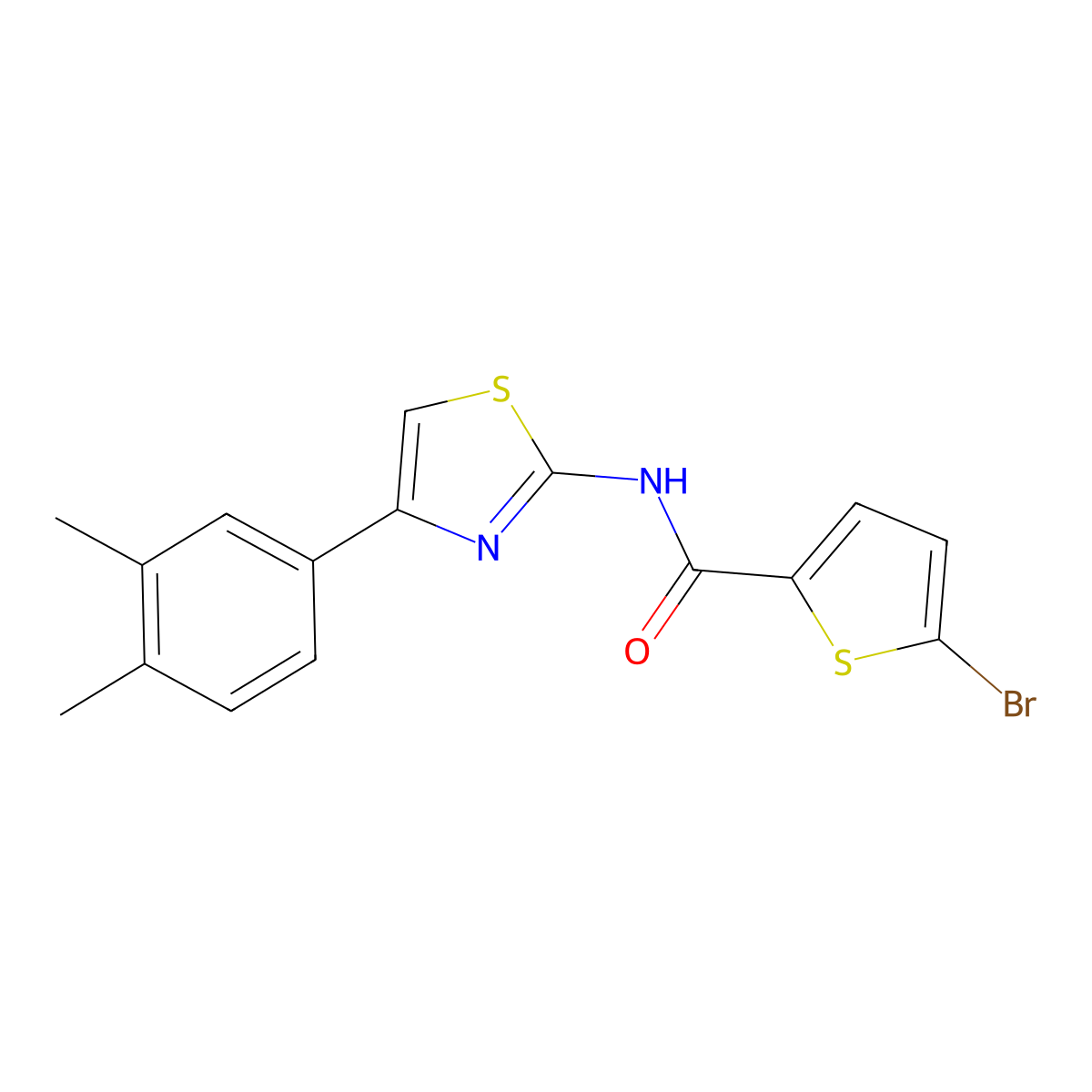 5-bromo-N-[4-(3,4-dimethylphenyl)-1,3-thiazol-2-yl]thiophene-2-carboxamide molecular structure, CAS 391223-45-3