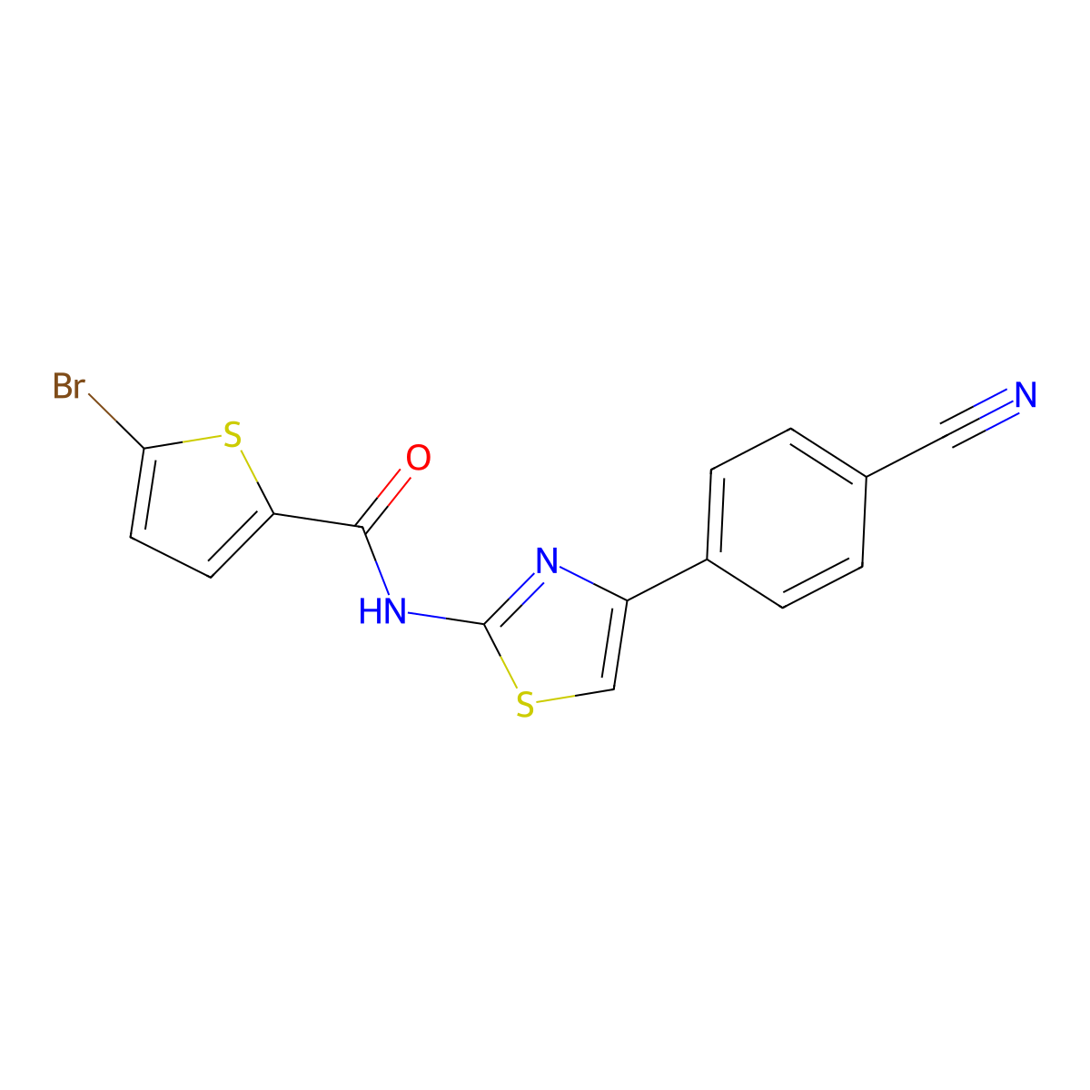 5-bromo-N-[4-(4-cyanophenyl)-1,3-thiazol-2-yl]thiophene-2-carboxamide molecular structure, CAS 391223-47-5