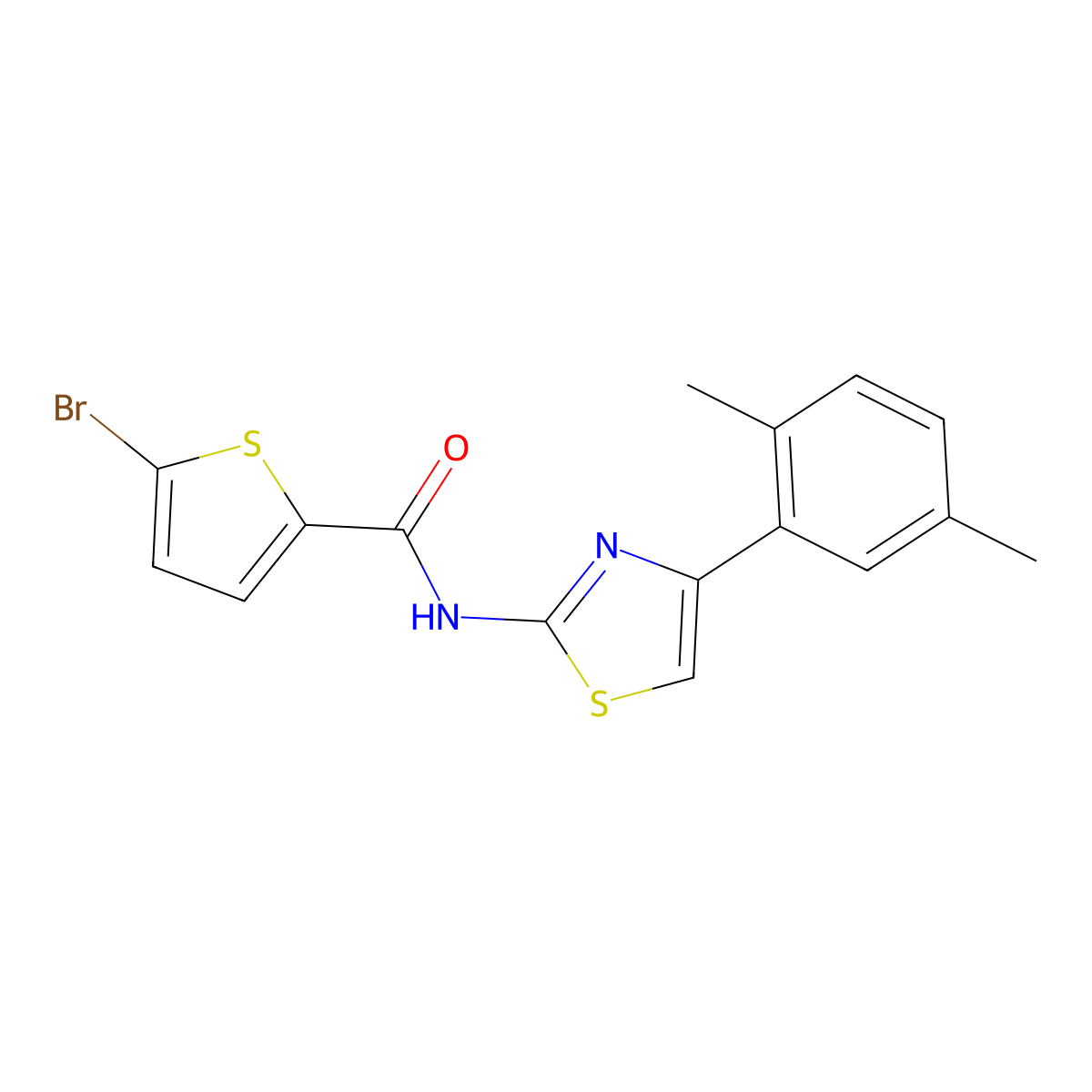 5-bromo-N-[4-(2,5-dimethylphenyl)-1,3-thiazol-2-yl]thiophene-2-carboxamide molecular structure, CAS 391223-51-1