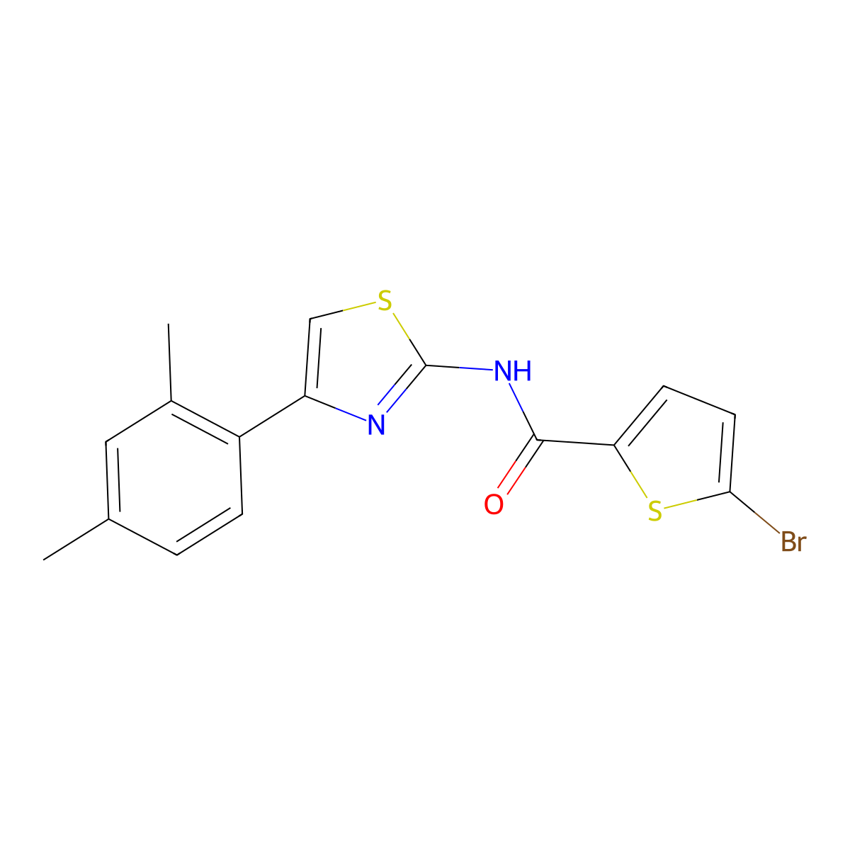 5-bromo-N-[4-(2,4-dimethylphenyl)-1,3-thiazol-2-yl]thiophene-2-carboxamide molecular structure, CAS 391223-53-3