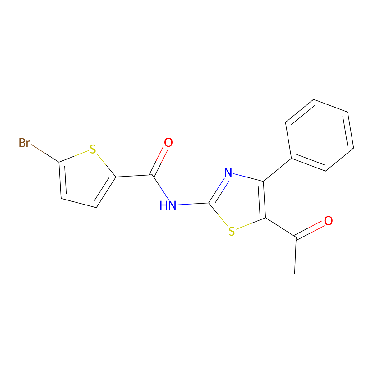 N-(5-acetyl-4-phenyl-1,3-thiazol-2-yl)-5-bromothiophene-2-carboxamide molecular structure, CAS 391223-55-5
