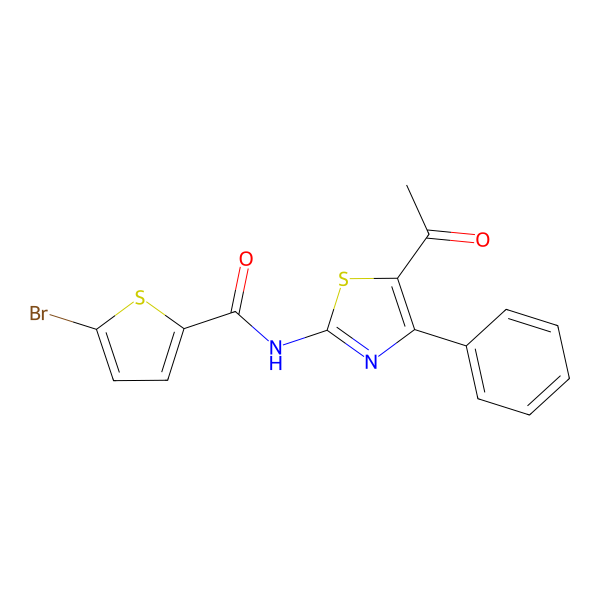 N-(5-acetyl-4-phenyl-1,3-thiazol-2-yl)-5-bromothiophene-2-carboxamide molecular structure, CAS 391223-55-5