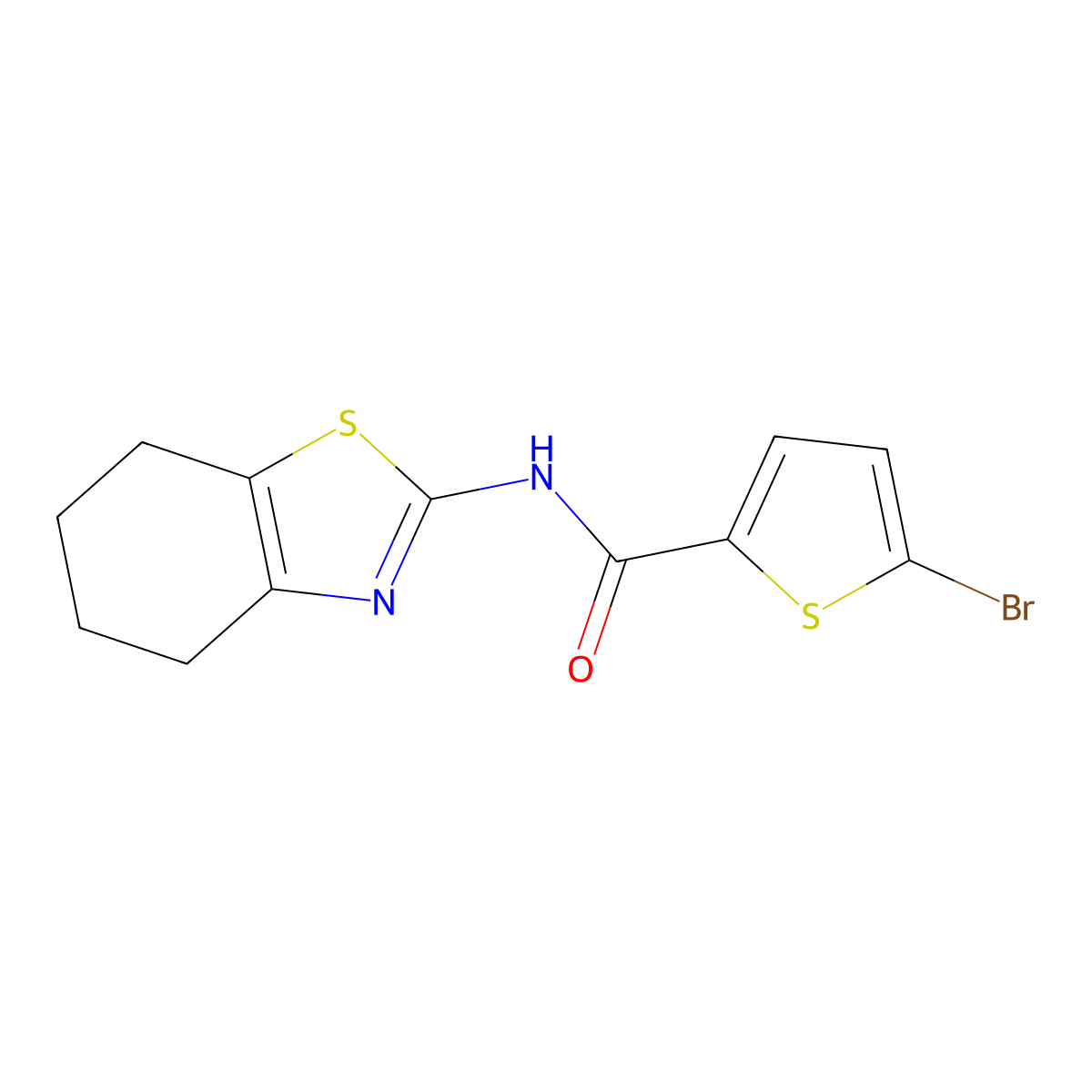 5-bromo-N-(4,5,6,7-tetrahydro-1,3-benzothiazol-2-yl)thiophene-2-carboxamide molecular structure, CAS 391223-67-9