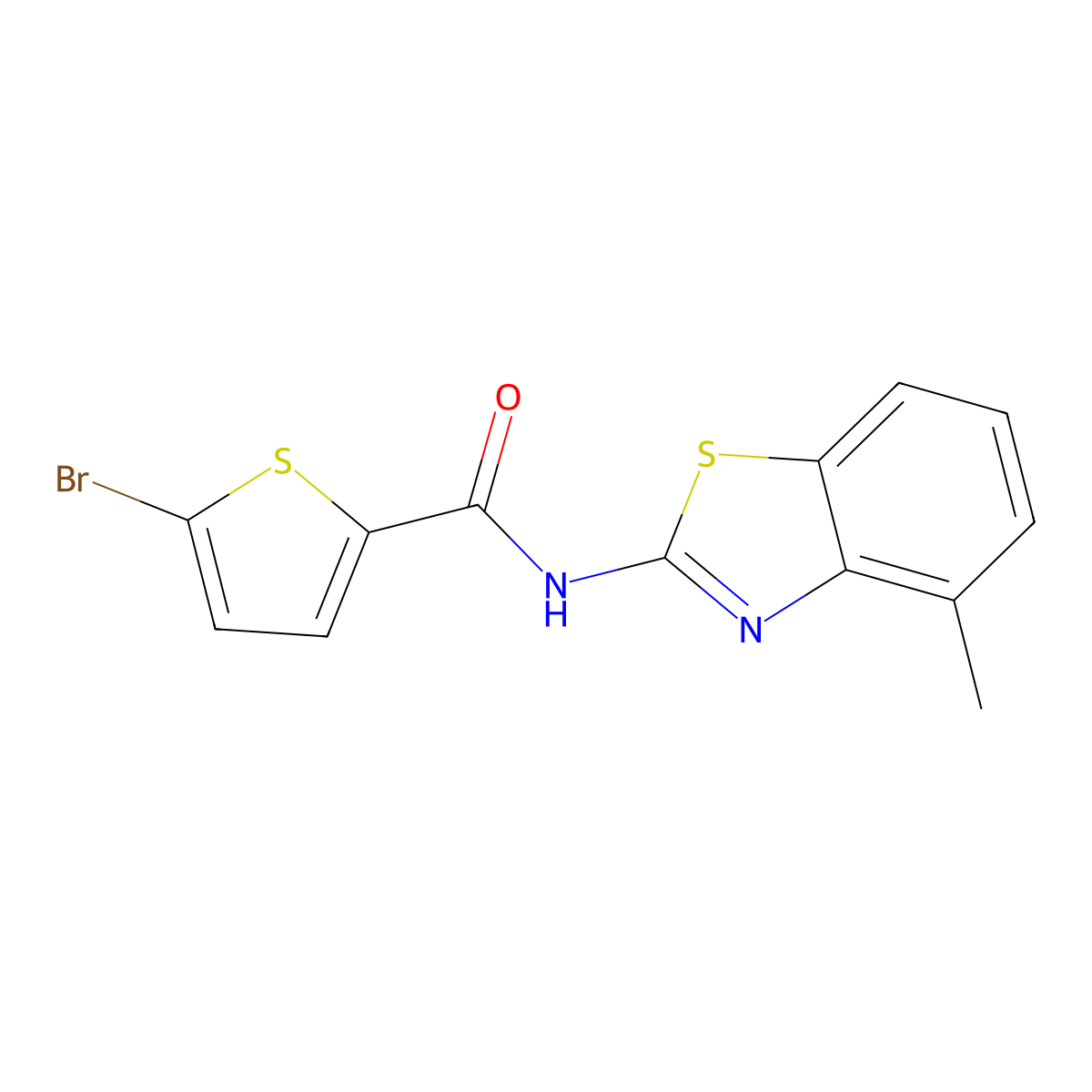 5-bromo-N-(4-methyl-1,3-benzothiazol-2-yl)thiophene-2-carboxamide molecular structure, CAS 391223-71-5