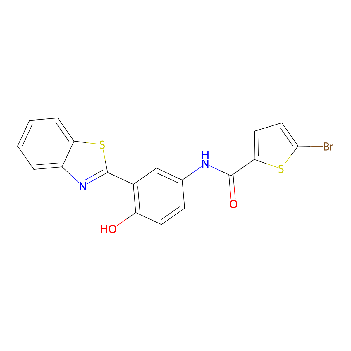 N-(3-(benzo[d]thiazol-2-yl)-4-hydroxyphenyl)-5-bromothiophene-2-carboxamide molecular structure, CAS 391223-77-1